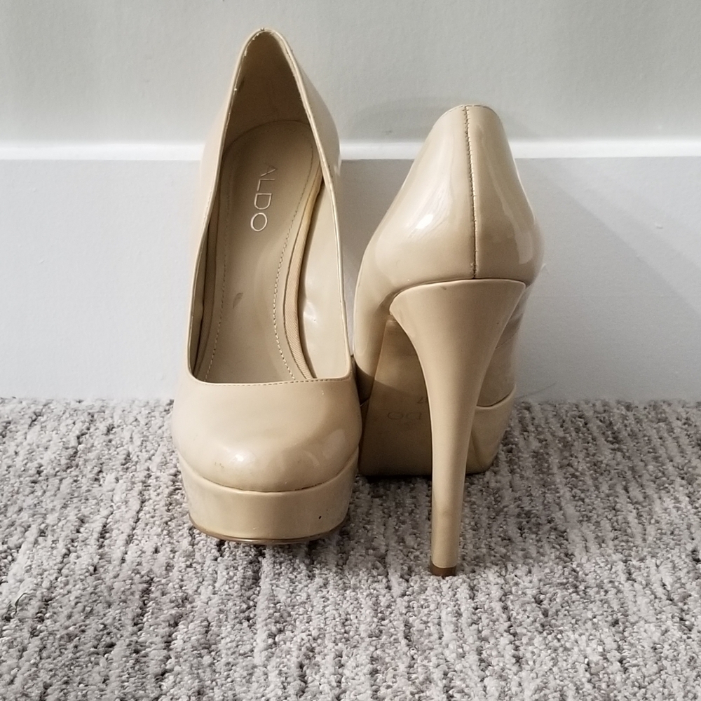 Aldo Patent Leather Nude Heels